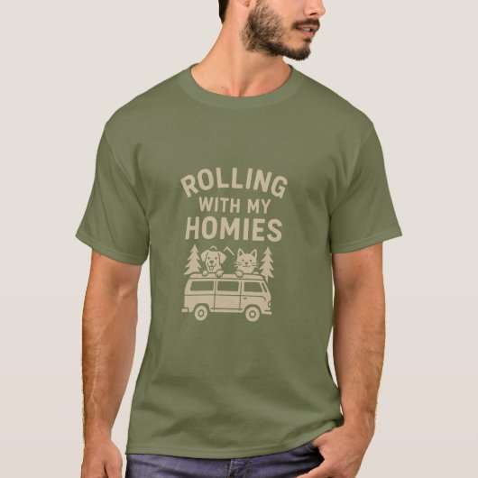 私の転がホームと – Van Life Pet Lover Tee Tシャツ (正面)