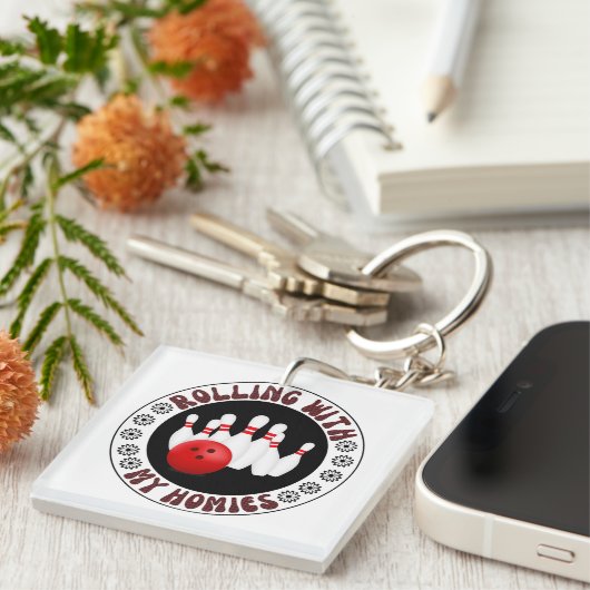 私の転がボーリングボウリングをする人、 クリケットの投手のためのホームギフトと キーホルダー (正面右)