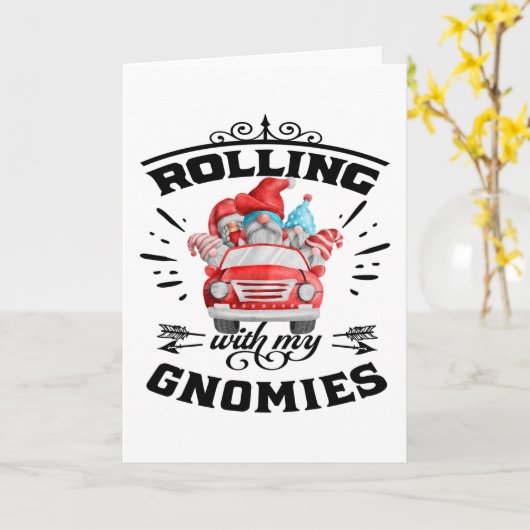 私の転がGnomiesのクリスマス格言と カード (黄色い花)