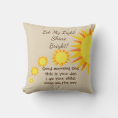 私の軽い輝やき明るい朝および夜祈りの言葉を許可して下さい クッション (正面)