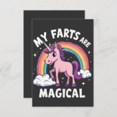 私の農場は魔法のユニコーンおもしろい虹だ サンキューカード (正面/裏面)