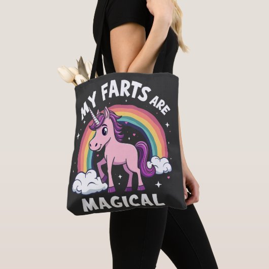 私の農場は魔法のユニコーンおもしろい虹だ トートバッグ (クローズアップ)