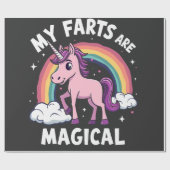 私の農場は魔法のユニコーンおもしろい虹だ ラッピングペーパー (フラット)