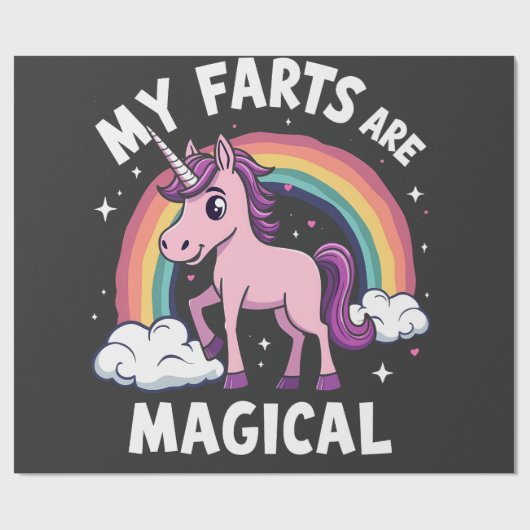 私の農場は魔法のユニコーンおもしろい虹だ ラッピングペーパー (フラット)