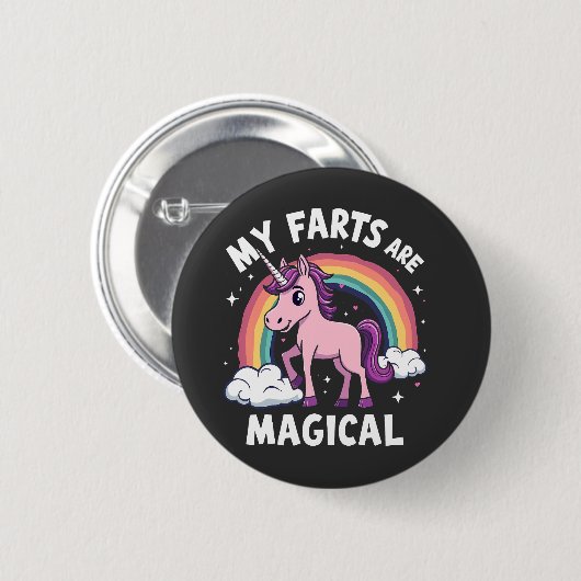 私の農場は魔法のユニコーンおもしろい虹だ 缶バッジ (正面&裏面)