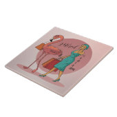 私の退職した仕事はショッピングピンクフラミンゴ タイル (側面)