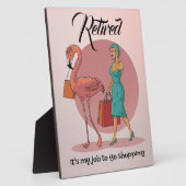 私の退職した仕事はショッピングピンクフラミンゴ フォトプラーク (側面)