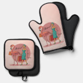 私の退職した仕事はショッピングピンクフラミンゴ 鍋つかみ&鍋敷きセット (正面/裏面)