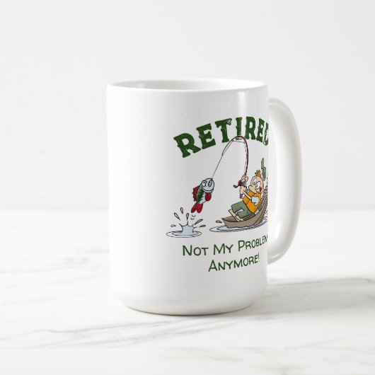 私の退職した問題はもうおもしろい魚釣り コーヒーマグカップ (正面右)