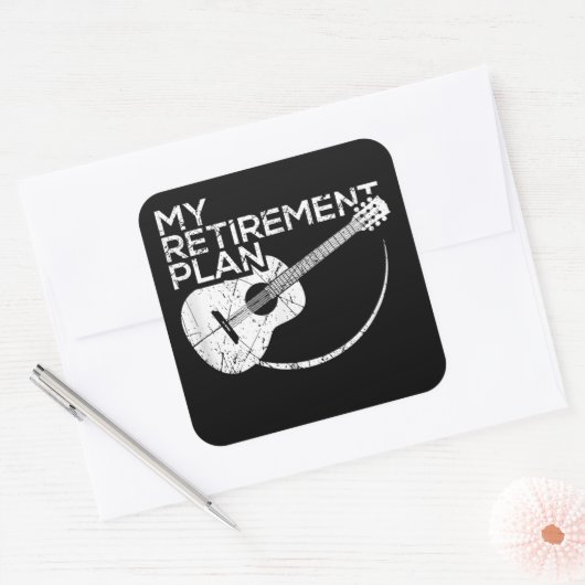 私の退職プランギターおもしろいミュージシャン スクエアシール (封筒)