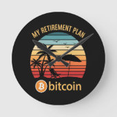 私の退職プラン ビットコイン ビーチ 日没 ラウンド壁時計 (正面)