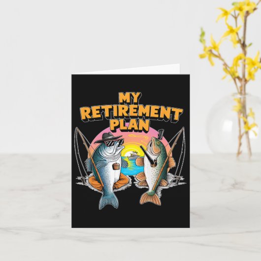 私の退職計画はおもしろい魚釣り漁師Aだ カード (黄色い花)
