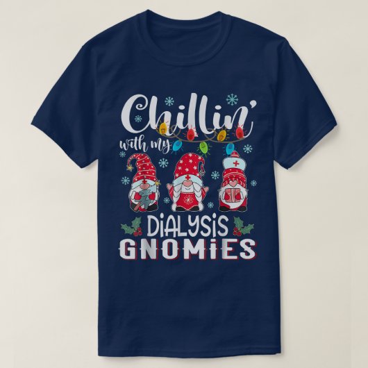 私の透析グノミーとチリンクリスマス光ナース Tシャツ (デザイン正面)