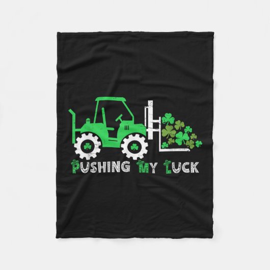 私の運トラクタートラックを押すSt patricks day少年 フリースブランケット (正面)