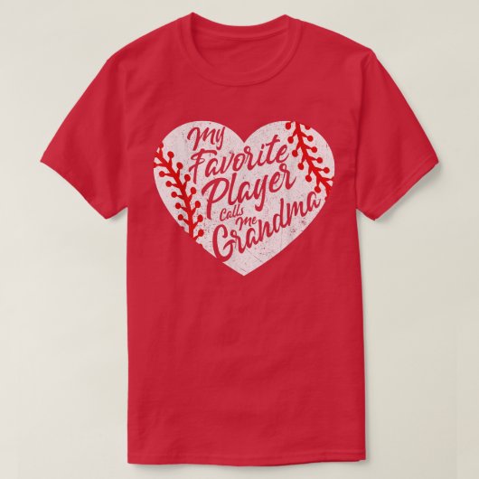 私の選手はお気に入りのおばあちゃん野球ハートと呼ぶ Tシャツ (デザイン正面)