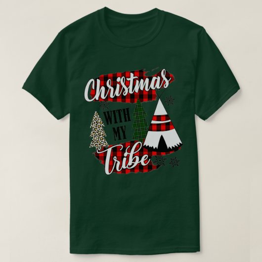 私の部族パジャマファミリーヒョウのクリスマス Tシャツ (デザイン正面)