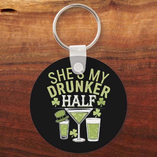 私の酔っ払い半分のSt patricksの一致するカップルを見る キーホルダー (正面)