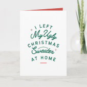 私の醜離れいクリスマススのセーターアットホームホリデークリスマス カード (正面)