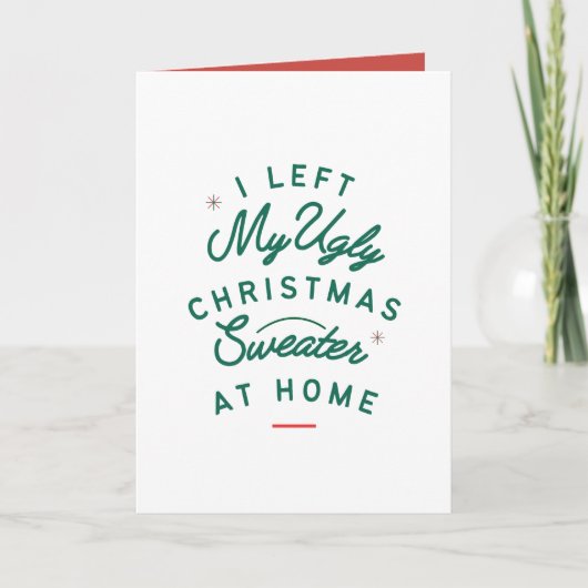 私の醜離れいクリスマススのセーターアットホームホリデークリスマス カード (正面)