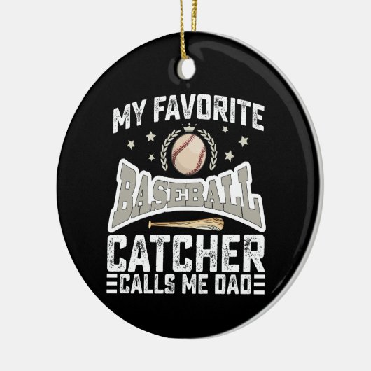 私の野球お気に入りのの捕手は私をパパ父と呼ぶ セラミックオーナメント (左)