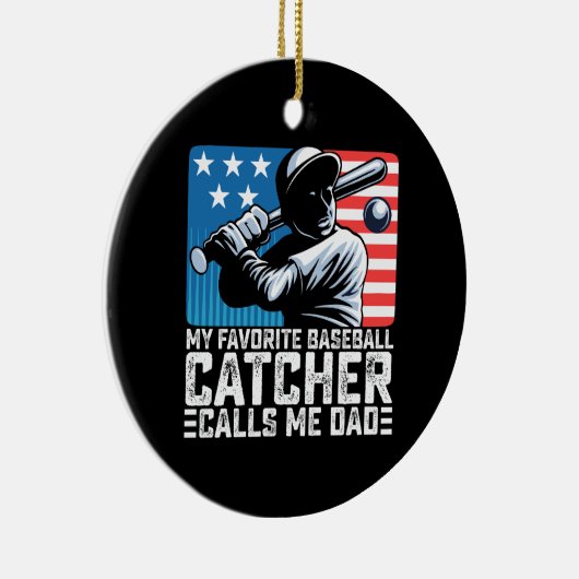 私の野球お気に入りのの捕手は私をパパ父と呼ぶ セラミックオーナメント (右)