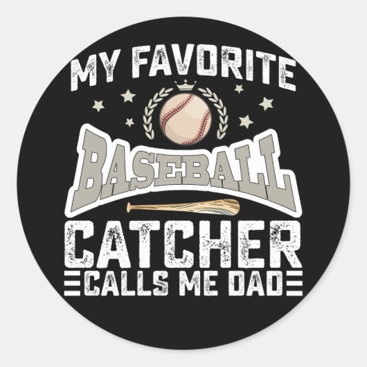 私の野球お気に入りのの捕手は私をパパ父と呼ぶ ラウンドシール (正面)