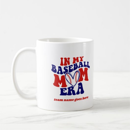 私の野球で母のエラヴィンテージレトロチーム名 コーヒーマグカップ (左)