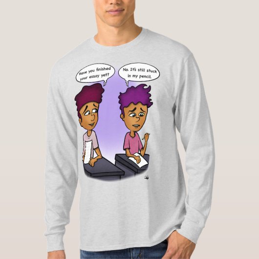 私の鉛筆灰色の男性の長袖Tシャツに刺さった Tシャツ (正面)