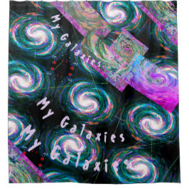 私の銀河系パッチワークの地図（緑と紫） シャワーカーテン