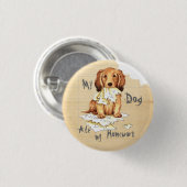 私の長髪ダッシ食べャンド宿題 缶バッジ (正面&裏面)