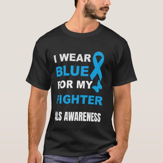 私の闘う人のためにALS啓発の青を身に着ける Tシャツ (正面)
