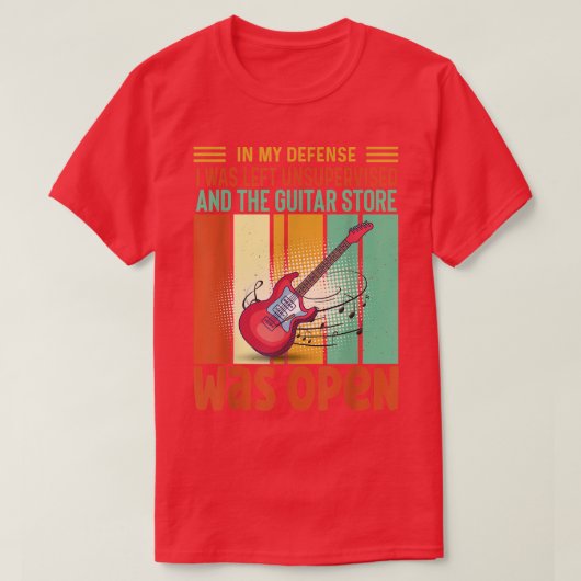 私の防衛で私は監督されな離れい面白いギター Tシャツ (デザイン正面)