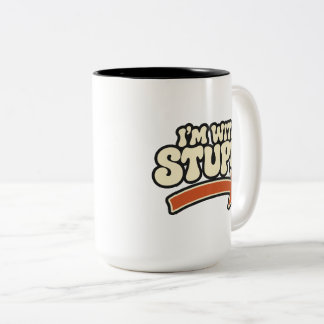 「私の隣はアホ」マグカップ - 面白いジョークギフト コーヒーマグ ツートーンマグカップ