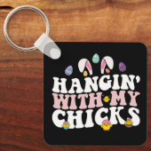 私の雛とハキン'イースターバニーGroovyレトロ キーホルダー (正面)