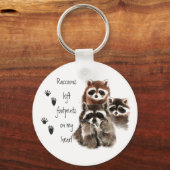 私の離れハートにアライグマの足跡 キーホルダー (正面)