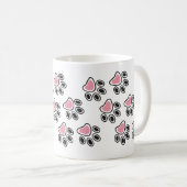 私の離れハートに前足が印刷 コーヒーマグカップ (正面右)
