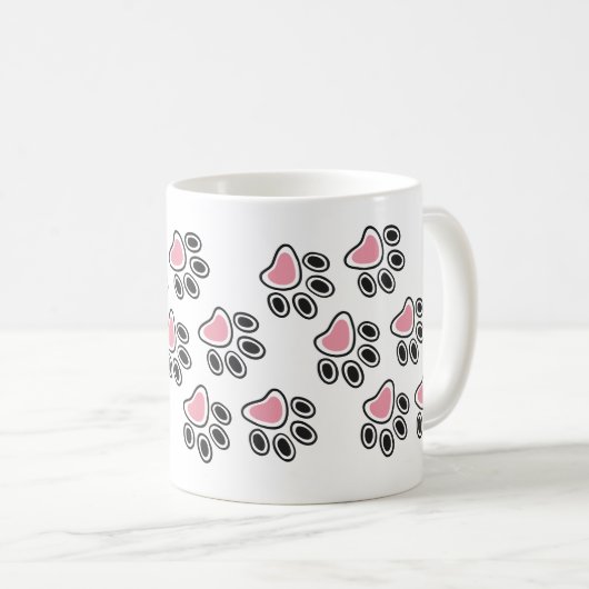 私の離れハートに前足が印刷 コーヒーマグカップ (正面右)