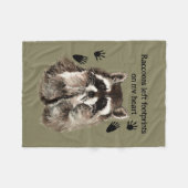 私の離れハート引用文にアライグマ足跡 フリースブランケット (正面(横))