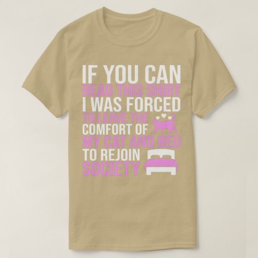 私の離れ猫とベッドと社会Aに強制的に再加入 Tシャツ (デザイン正面)