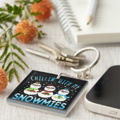 私の雪おもしろいのクリスマスで子どもっぽい キーホルダー (正面右)