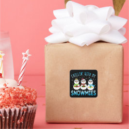 私の雪おもしろいのクリスマスで子どもっぽい スクエアシール