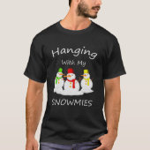 私の雪つるの雪だるまのクリスマスと一緒におもしろい Tシャツ (正面)