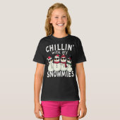 私の雪でチリンのおもしろい雪だるまクリスマス Tシャツ (正面フル)