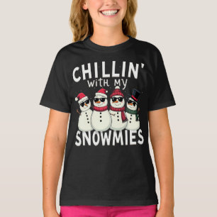 私の雪でチリンのおもしろい雪だるまクリスマス Tシャツ