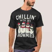 私の雪でチリンのおもしろい雪だるまクリスマス Tシャツ (正面)