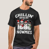 私の雪でチリンのおもしろい雪だるまクリスマス Tシャツ (正面)