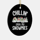 私の雪でチリン雪だるまクリスマス セラミックオーナメント (右)