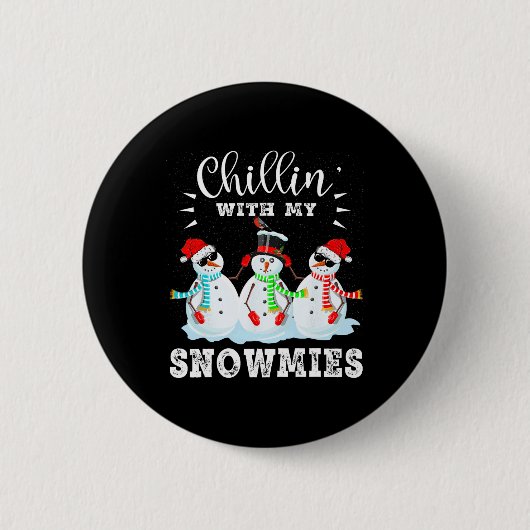 私の雪のクリスマスと子供おもしろいたち 缶バッジ (正面)