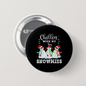 私の雪のクリスマスと子供おもしろいたち 缶バッジ (正面&裏面)