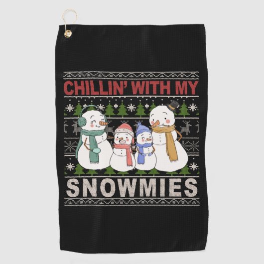 私の雪の醜いクリスマスおもしろいとチリ ゴルフタオル (正面)
